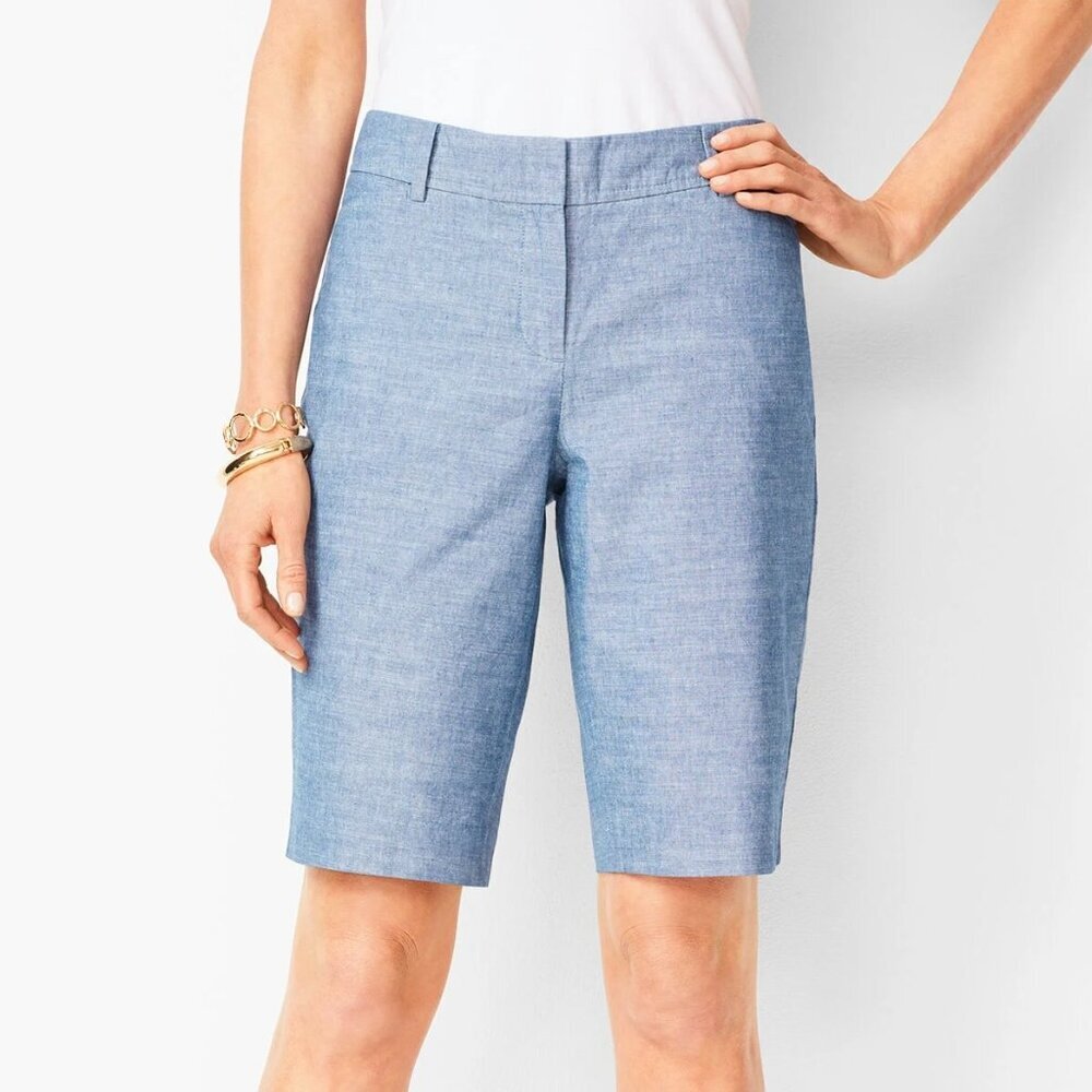 Talbots Blue Chambray Bermuda Perfect Short Women’s Size 4 Preppy Summer Classic